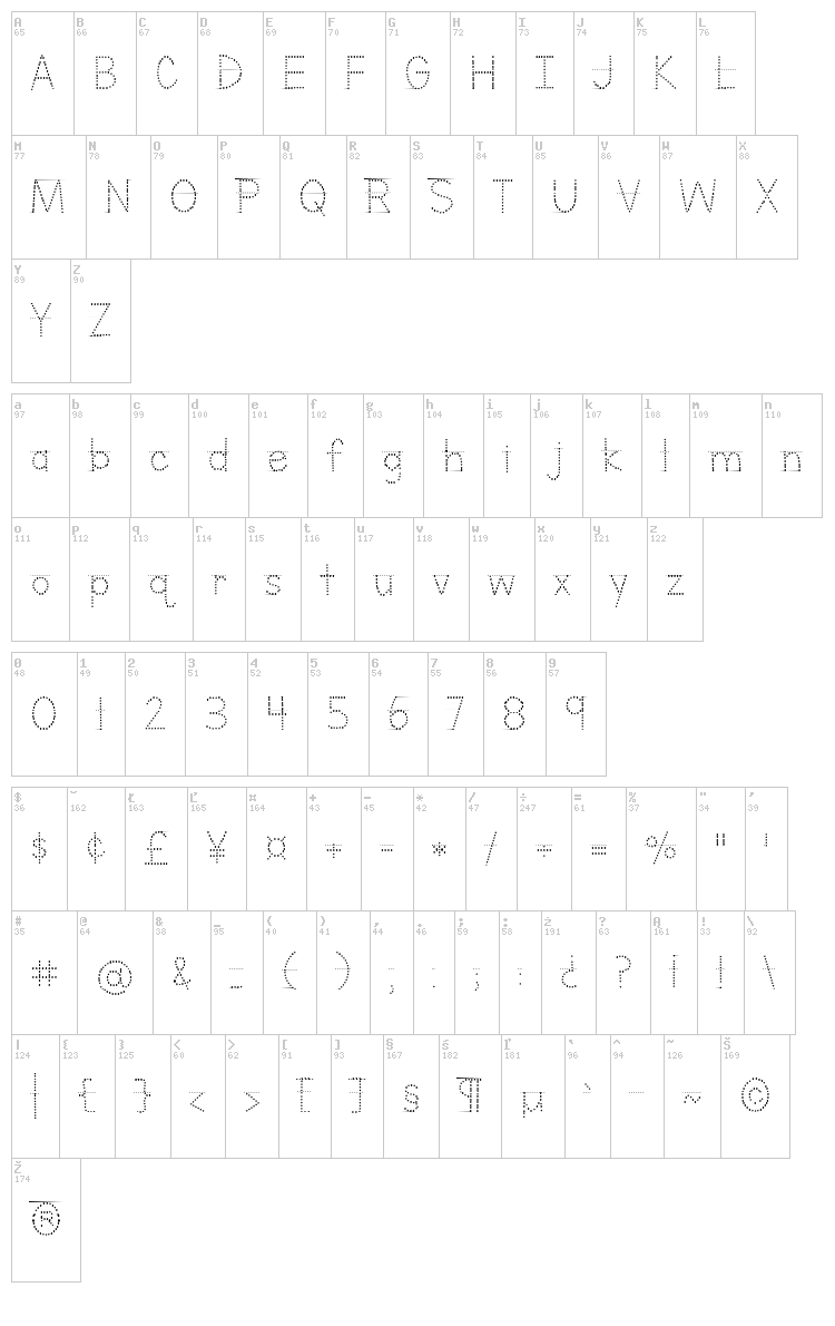 Letters for Learners font map